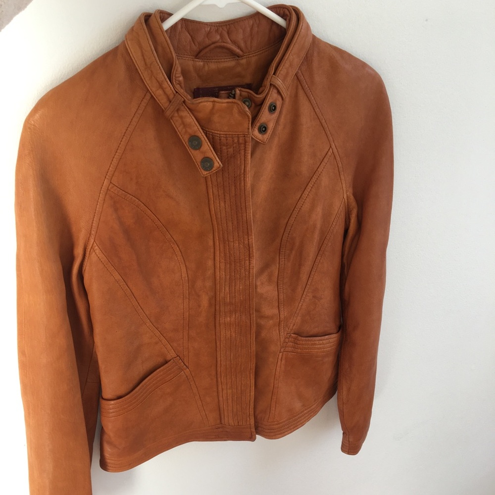 7 For All Mankind brown leather jacket